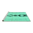 thumbnail image 2 of Ahgly Company Machine Washable Indoor Square Solid Turquoise Blue Modern Area Rugs, 5' Square, 2 of 4