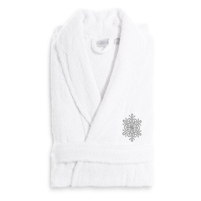 Monogrammed Luxury 100 Turkish Cotton Terry Bathrobe Grey Snow Flake