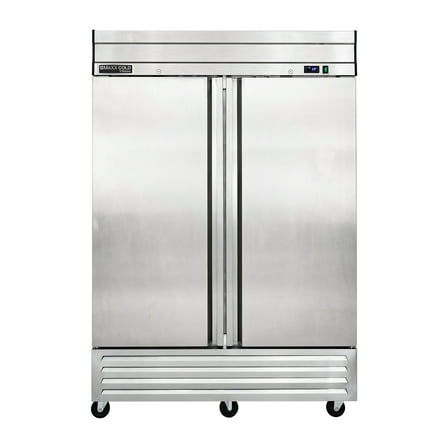Maxx Cold V-Series 2 Door Reach-In Freezer, Bottom Mount, 54"W, 42 cu. ft. Storage Capacity, in Stainless Steel (MVF-49FDHC)