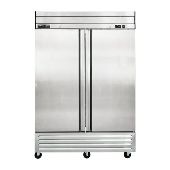 Maxx Cold V-Series 2 Door Reach-In Freezer, Bottom Mount, 54"W, 42 cu. ft. Storage Capacity, in Stainless Steel (MVF-49FDHC)