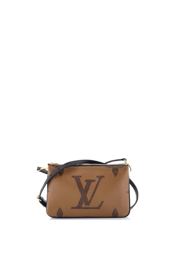 Pre-Owned Double Zip Pochette Reverse Monogram Giant By Rebag