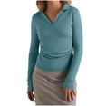 thumbnail image 2 of RYDCOT Womens Polo Shirts Long Sleeve Business Casual Tops Collared V Neck Slim Fit Blouses Basic Top 2025 Fashion Women's Clothing, 2 of 8