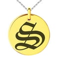 thumbnail image 1 of Stainless Steel Letter S Initial Old English Monogram Engraved Small Medallion Circle Charm Pendant Necklace, 1 of 1