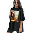 thumbnail image 3 of Plus Size Shirt for Women Oversized Black Tops for Women Short Sleeves Shirt for Women Easter T Shirt Crewneck Shirt for Women M, 3 of 5