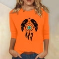 thumbnail image 2 of Dadaria T-Shirt pour Femmes Orange Manches 3/4 Col Rond Grande Taille Attrape-Rêves Été TG, 2 of 5