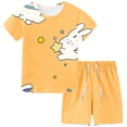 thumbnail image 1 of ¡Liquidación de verano! Pantalones cortos Honeeladyy de manga corta para niños con cordón ajustable, estampados para el hogar, conjunto deportivo de verano de dos piezas para hombre y mujer (naranja,, 1 of 4