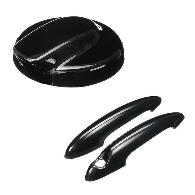 2pcs Abs Black Door Handle Cover For Mini Cooper S R50 R53 R56 & 1pcs Black Fuel Tank Cap Cover For