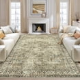 thumbnail image 3 of 4 FTx6 FT Vintage Persian Area Rugs for Living Room, Non Slip Machine Washable Rugs Low Pile Distressed Indoor Rug Floral Print Carpet for Dining Room Bedroom Office, Brown, 3 of 8