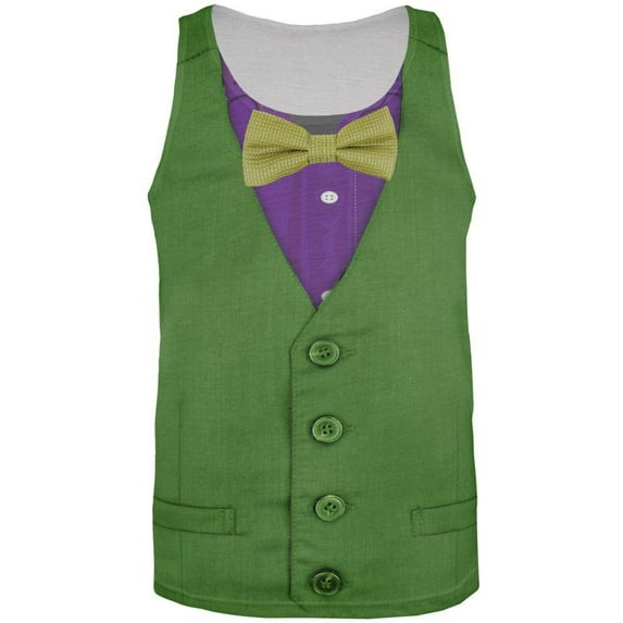 Mardi Gras Green and Purple Vest Costume All Over Adult Tank Top - X-Large