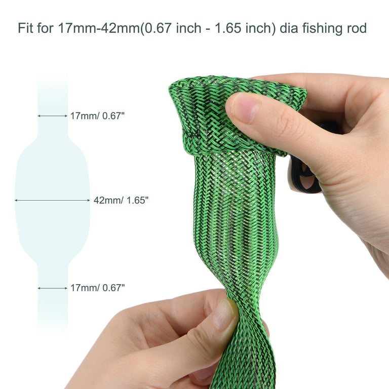 Uxcell 1.7m Black Green Fishing Rod Sleeve Rod Sock Braided Mesh Rod  Protector 3 Pack