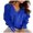 hwj# Blue340, variant on Women Wrap V Neck Solid Color Sweatshirt Long Sleeve Gold Button Detail Loose Drop Shoulder Soft Casual Elegant Pullover Top,White,L