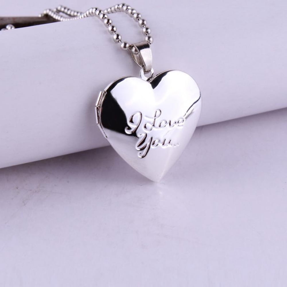 Heart Pendants Necklace Women Open Locket Photo Valentine Lover Gift Accessories 
