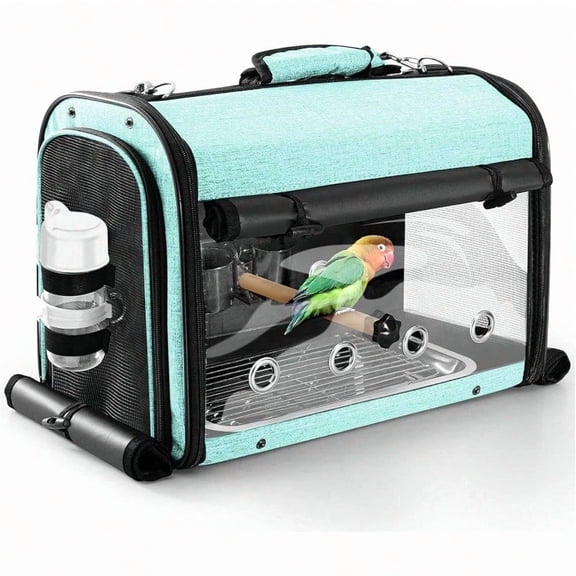 Bird Carrier Bag Bird Travel Cage With Stand Lightweight Backpack For Parrot Portable Bird Travel Bag Pet Transparent Breathable Travel Cage Green