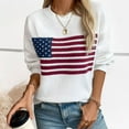 thumbnail image 4 of BXINGOHAI Womens American Flag Sweaters Trendy Long Sleeve Pullover Tops Casual Crewneck Knitted Sweater Outdoor Streetwear Shirts Today Sales White,XL, 4 of 9