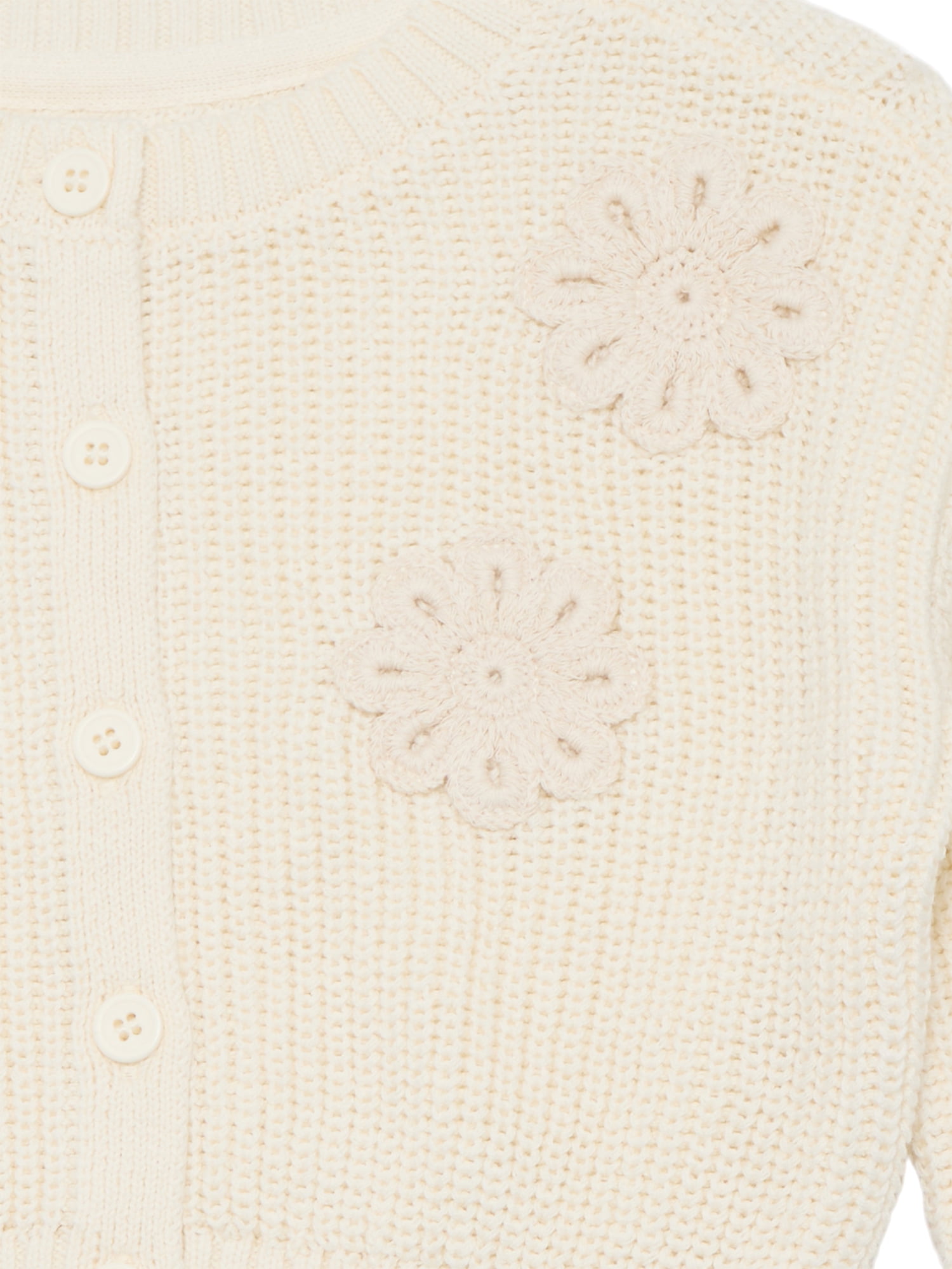 Wonder Nation Toddler Girls Crewneck Cardigan with Long Sleeves, Sizes 12M-3T
