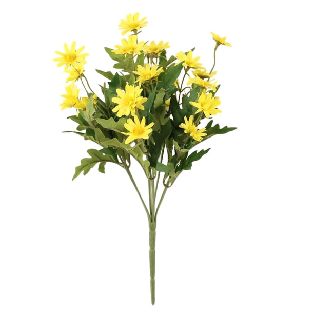 Ramo de flores artificiales Hojas de simulación Flor Decoración floral Hogar Fiesta de bodas Planta falsa, Amarillo Inevent HA8310-05B