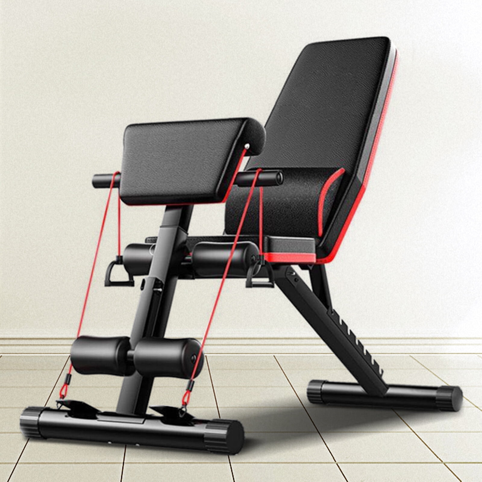 1* Black Adjustable Strength Training Bench, Training Bench for Full Body Workout, Weight Bench, Product Size: 130*42in/51.18*16.5in, Foldable Product Size: 68*48*29cm/26.77*18.9*11.42in