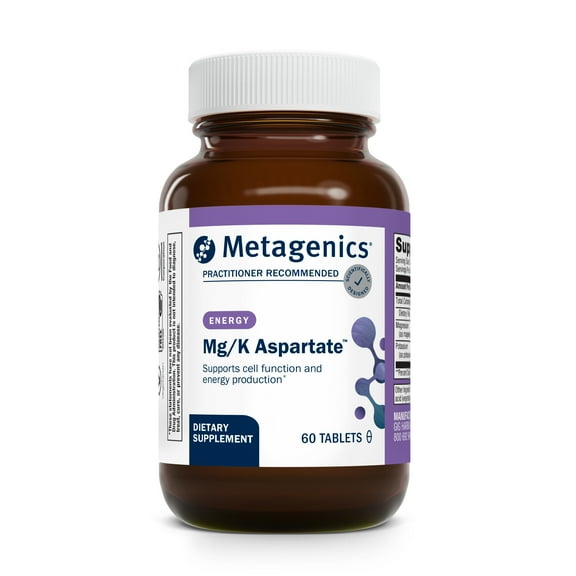 Metagenics Mg/K Aspartate - With Potassium & Magnesium Aspartate - Electrolyte Supplement* - Mineral Magnesium - Highly Absorbable - Non-GMO - Gluten-Free - Vegetarian - 60 Tablets