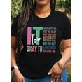 thumbnail image 1 of Women's "It's OK to Make Mistakes" Inspirational Print T-Shirt - Casual Crew Neck, Short Sleeve, Polyester, Machine Washable, Black with Colorful Text Design, Ladies T Shirts, 1 of 5