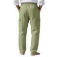 thumbnail image 5 of Homeyce Cotton Linen Pants for Men Elastic Drawstring Waist Straight-Legs Pants with Pockets Linen Long Pants Breathable Casual Summer Beach Lightweight Sweatpants,Green 3XL, 5 of 5