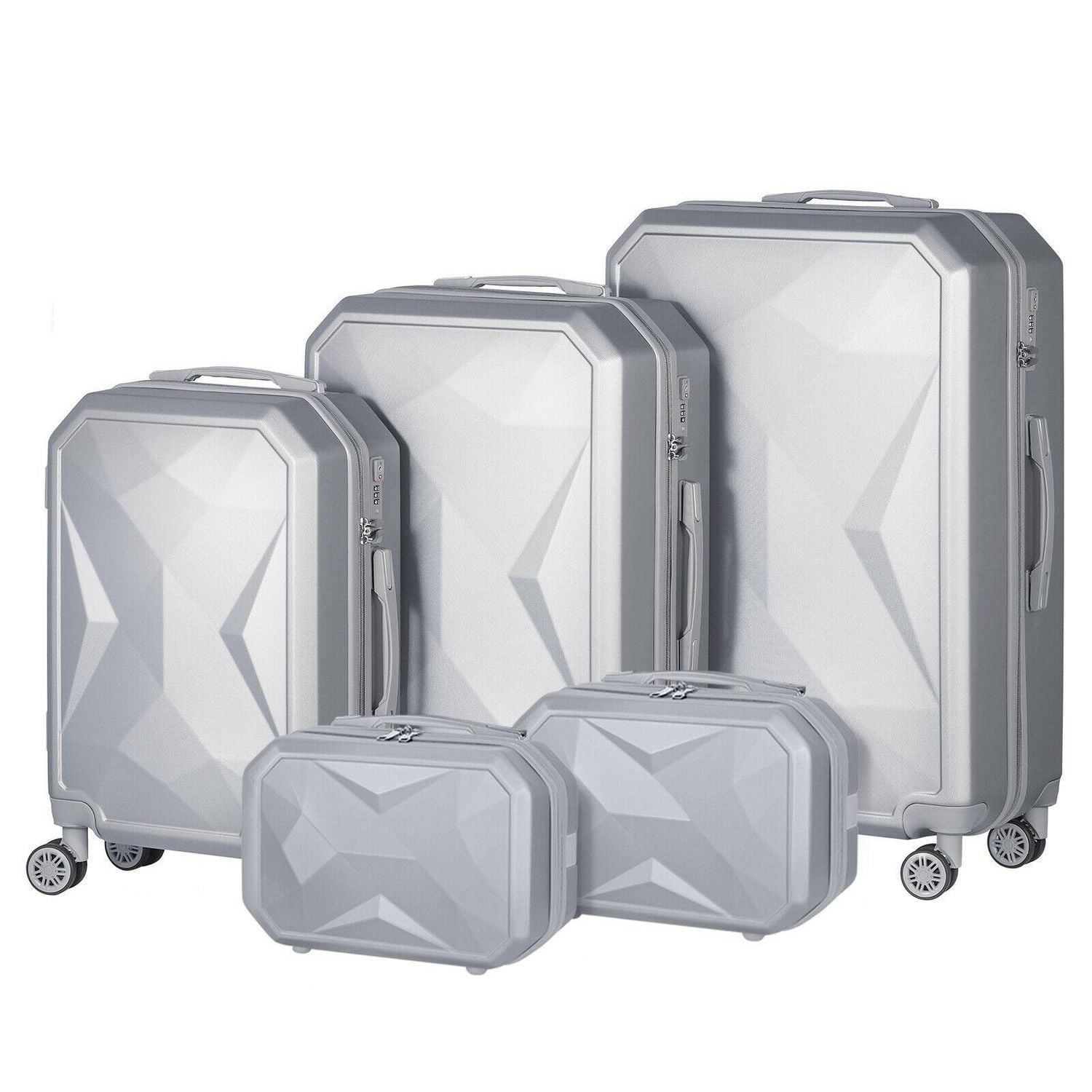 HIKOLAYAE Upright Luggage with 8-Wheel Spinner, 5 Piece - TSA Compliant