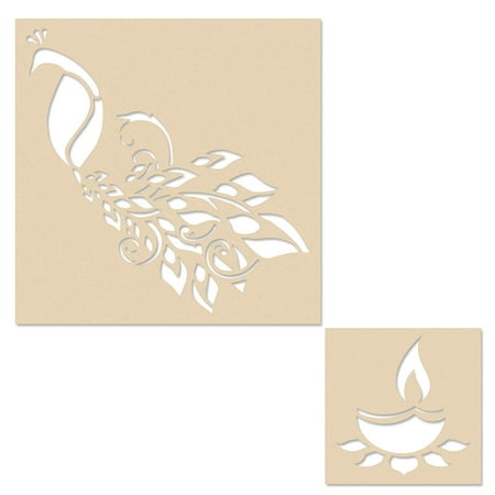

Incredible Gifts India Peacock Design Wooden Rangoli Stencil Pck002(Wood 30Cmx30Cm Brown)