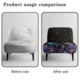 thumbnail image 6 of HELLHERO Elastic Bottom Slipper Chair Cover Soft Fabric Stain Protection Armless Accent Chair Cover Slipcover for Living Room, Moon Star Flower Field, 6 of 8