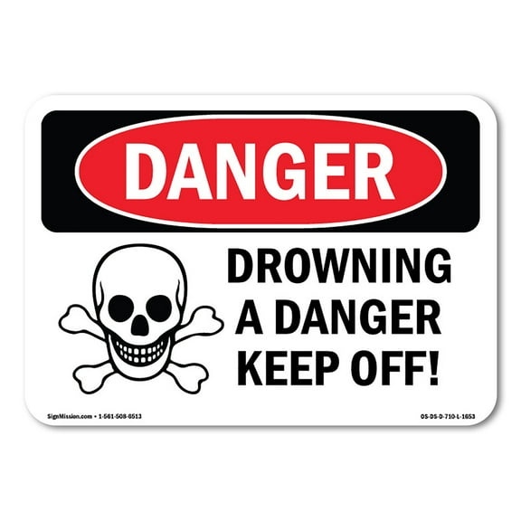 OSHA Danger Sign - Drowning Danger Keep Off | Plastic Sign | Protect Your Business, Construction Site, Warehouse & Shop Area | Made in The USA