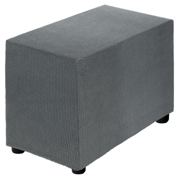 Stretch Ottoman Cover Rectangular Fit Length 20"-30", Small, Dark Gray