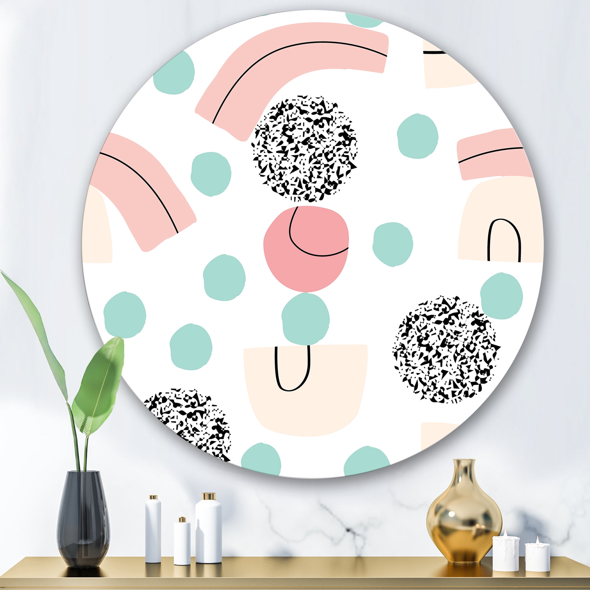 Designart 'Elements and Organic In Pastel Tones' Modern Circle Metal Wall Art 29x29 - Disc of 29