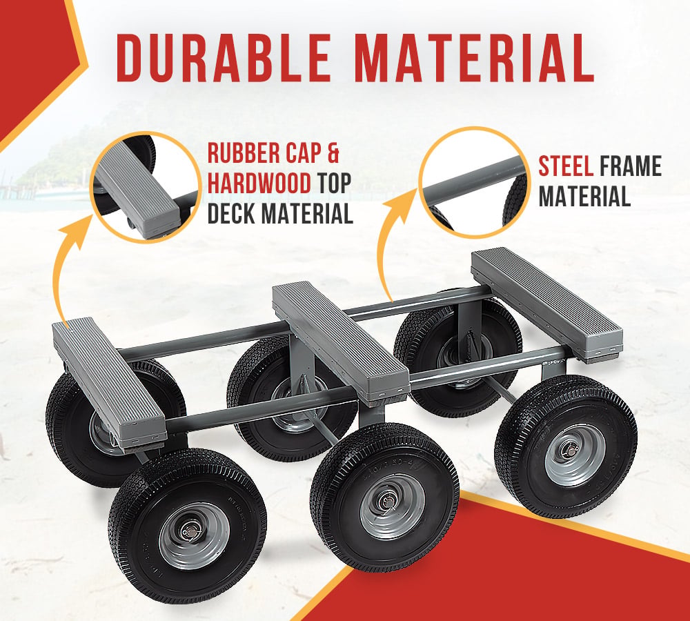 4 Pack 40" x 22" 6 Wheel All Terrain Dolly 1,200 lbs WLL - Heavy Duty Rubber Cap & Hardwood Furniture Moving Dolly w/ 10" Casters Mover