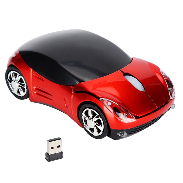 Ratón de computadora, ratón inalámbrico de diseño ergonómico en forma de automóvil rojo para computadoras de escritorio para computadoras portátiles