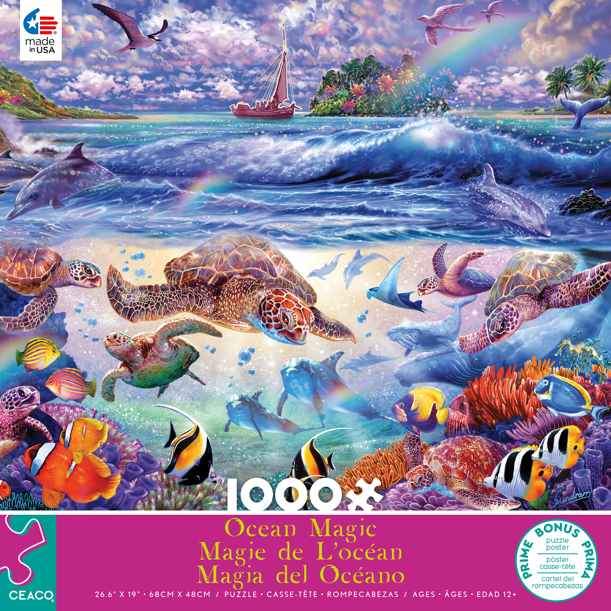 Ceaco 1000-Piece Ocean Magic Turtles Galore Interlocking Jigsaw Puzzle