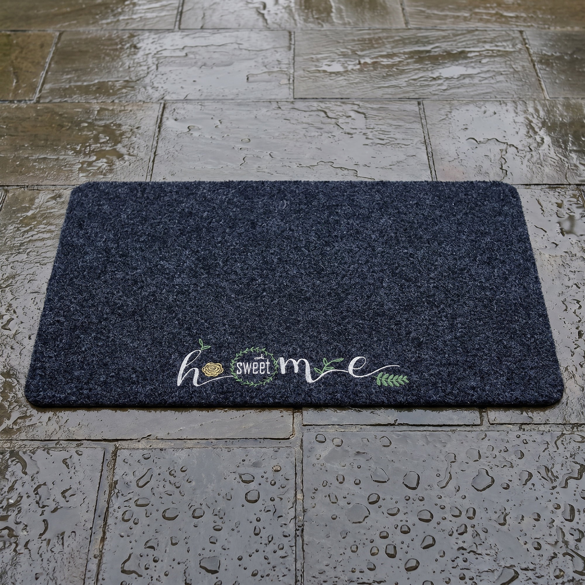 Unique Bargains Doormat Waterproof Non-Slip Scraper Welcome Mat Black Letter 24" x 16"