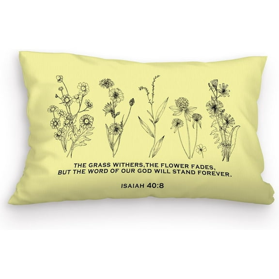 Christian Bible Verse Yellow Pillow Covers 12x20, Inspirational Christian Scripture Gifts Decoration Throw Pillow Cover, for Home Church Office Bedroom Decor