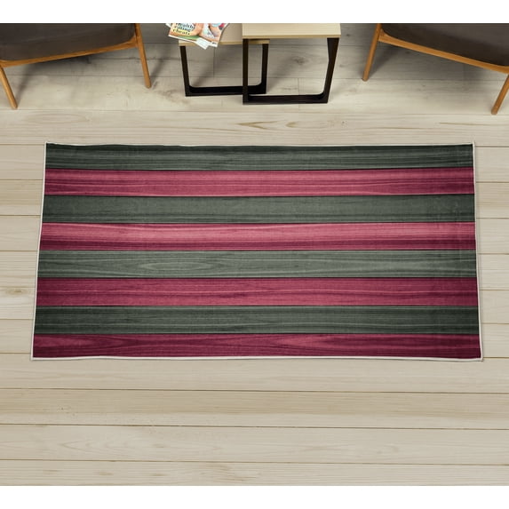 Rustic Decorative Rug, Vertical Wooden Planks Image Cottage Cabin Life in Countryside Theme, Quality Carpet for Bedroom Dorm and Living Room, 6 Sizes, Dark Coral, by Ambesonne