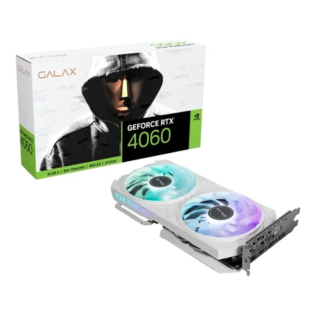 Galax RTX 4060 White 1-Click OC Graphics Card ,Up to 2580 MHz, 8GB GDDR6, 128-bit, 3 x DisplayPort 1.4a, HDMI 2.1, PCI-E 4.0