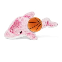 DolliBu Pink Dolphin Stuffed Animal with Basketball Plush - Soft Huggable Dolphin, Adorable Playtime Plush Toy, Cute Wildlife Gift, Plush Doll Animal Toy for Kids and Adults - 14 Inch