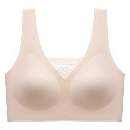 

CAICJ98 Women S Lingerie No Steel Ring Thin Women Bra Vintage Pattern Breathable Gathers Underwear Comfort Bra Khaki L