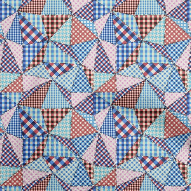 oneOone Cotton Silk Light Blue Fabric Check Patchwork Sewing Craft Projects Fabric Prints By Yard 42 Inch Wide