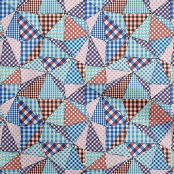 oneOone Cotton Jersey Light Blue Fabric Check Patchwork Diy Clothing Quilting Fabric Print Fabric By Yard 58 Inch Wide
