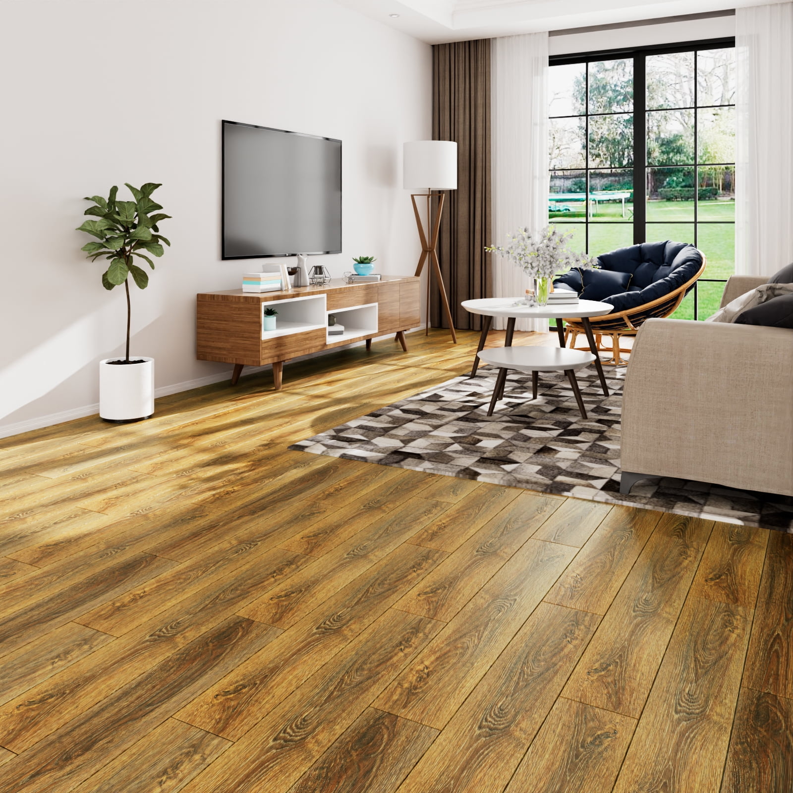 LaCheery 36"x6" Brown Peel and Stick Floor Tile Wood Look Waterproof