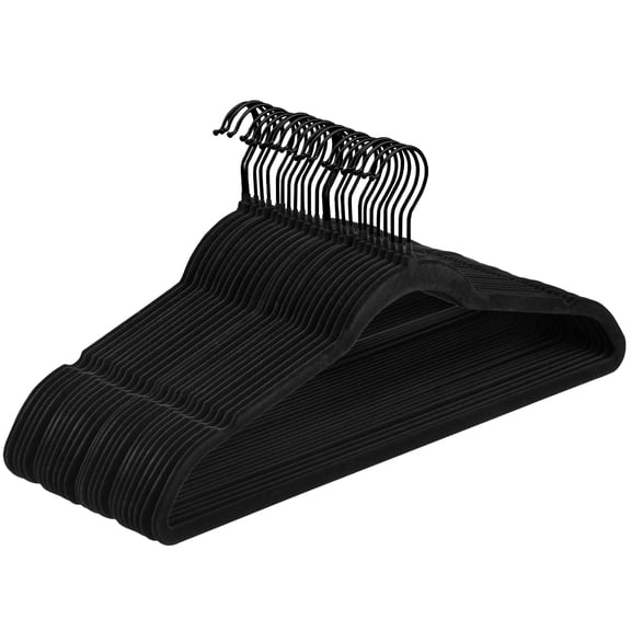 Velvet Clothes Hangers Set of 30, Slim Non-Slip Heavy Duty Space Saving Hangers for Suits Coats, 360 Degree Swivel Hook, 0.2 Inch Thin, Black