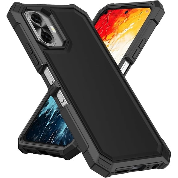 For TCL K70 T523 Premium Tough Hybrid Cell Phone Cover Case - TF Black