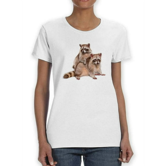 Cute Red Raccoons T-Shirt Women -Image by Shutterstock, Female x-Large