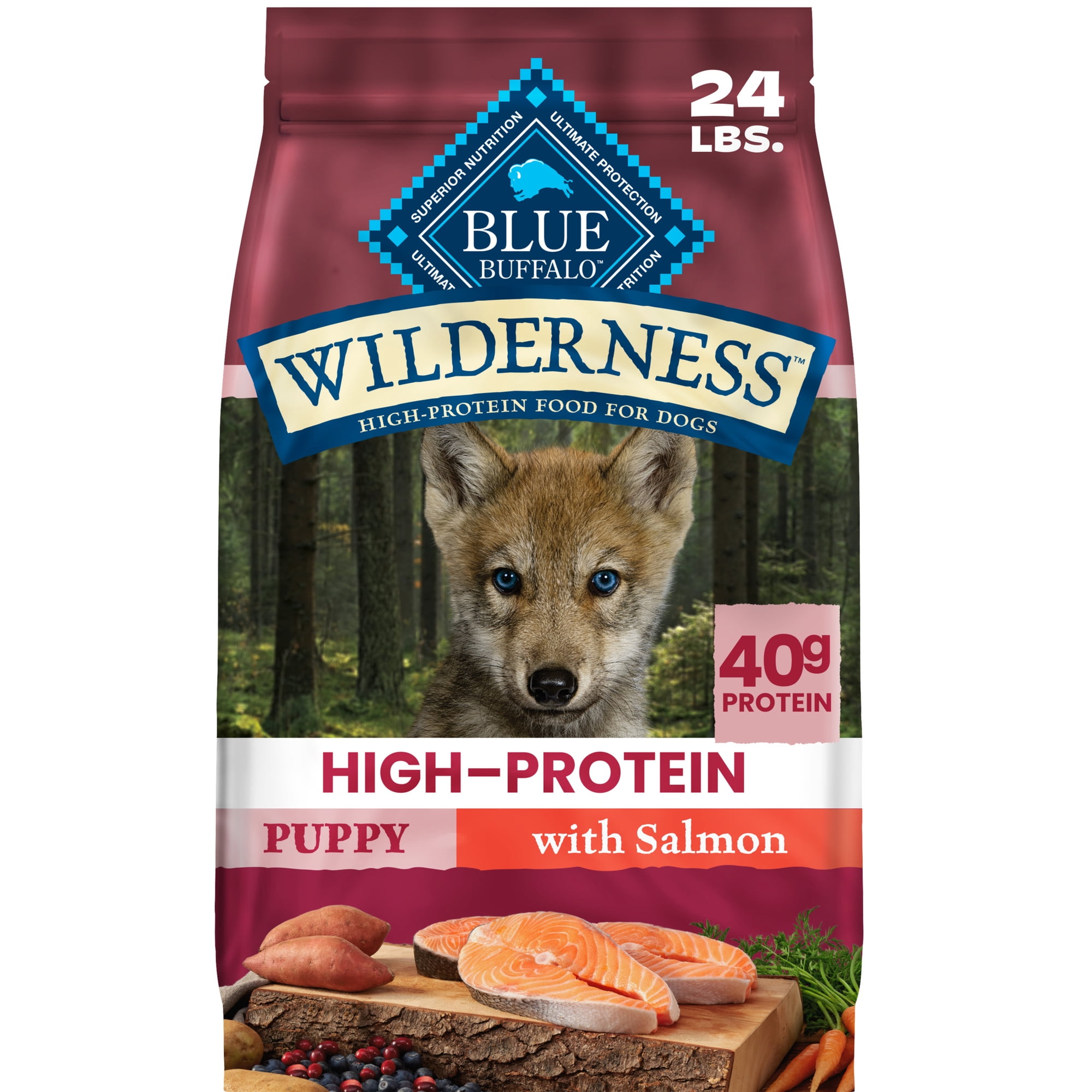 Blue Buffalo Wilderness High-Protein, Salmon Puppy Dry Dog Food, 24lb Bag