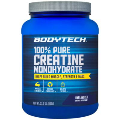 BodyTech 100 Pure Creatine Monohydrate Unflavored 5 GM/serving  Supports Muscle Strength  Mass (32 Ounce
