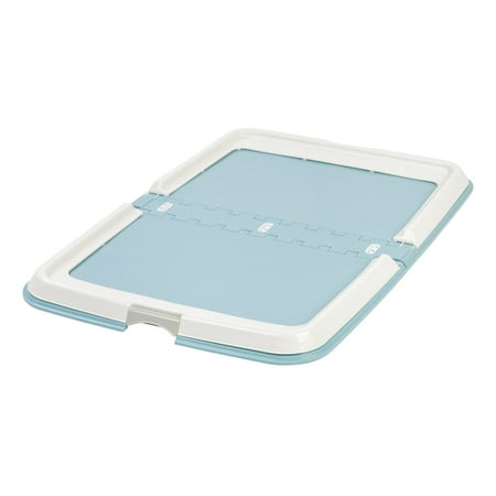 (2 pcs) IRIS USA Pee Pad Holder  Fits 23.5 x35.5  or Larger  XL  Marking and Leg Lifting Dog Pad Hoder  Foldable  Secured Latches  Non-Skid Rubber Feet  High Polish Finish for Easy Cleaning  Blue
