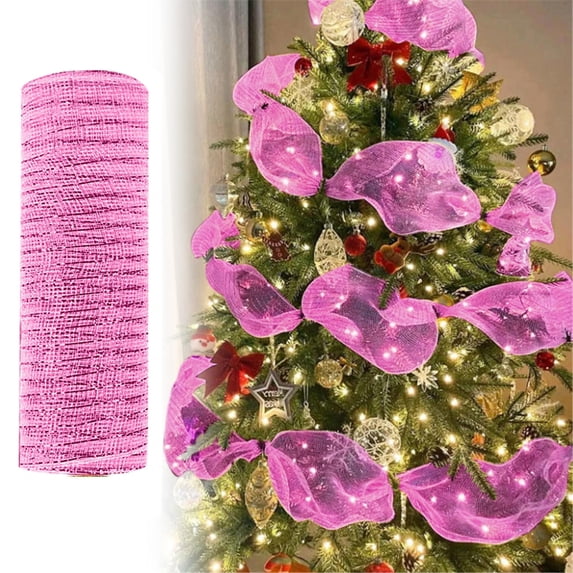 Decor Mesh Ribbon, 10 Inch Wide 10 Yards Metallic Tulle Mesh Ribbon, Assorted Colors Wreath Making Supplies, Craft Mesh for Holiday Wedding Birthday Home Party DIY Decorations