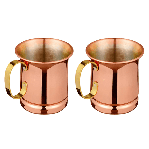 Ensemble de Tasses Moscou en Cuivre Or Rose Artisanal - 2 Pcs Vaisselle Faite à la Main, Dimensions 8.8x7.4x6cm, Poids Total 400g, Tasses en Métal Premium pour Cocktails et Boissons